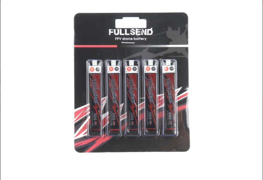 Fullsend 1S HV 300mAh 40C Lipo battery with PH2.0 connector (5pcs per pack)