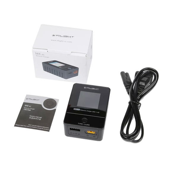 M4 iFlight charger for batteries 1S, 2S, 3S, 4S LiPo/LiFe/LiHv M4 AC 30W 1-4S Battery Charger XT30