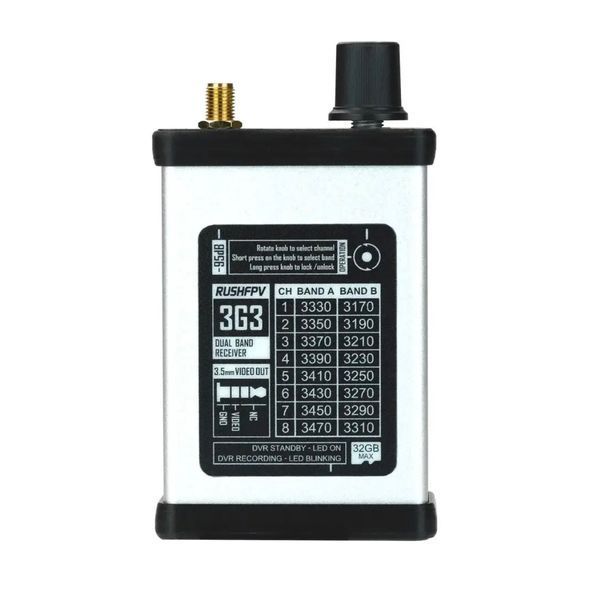 VRX 3.3G 8CH RUSHFPV 3G3 video receiver for FPV drones with antenna